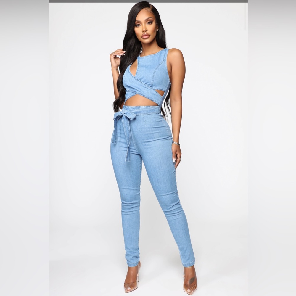 Fashion Nova Small Denim Jumpsuit